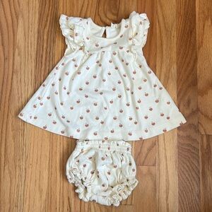 Quincy mae peach dress and bloomers / size 3-6m
